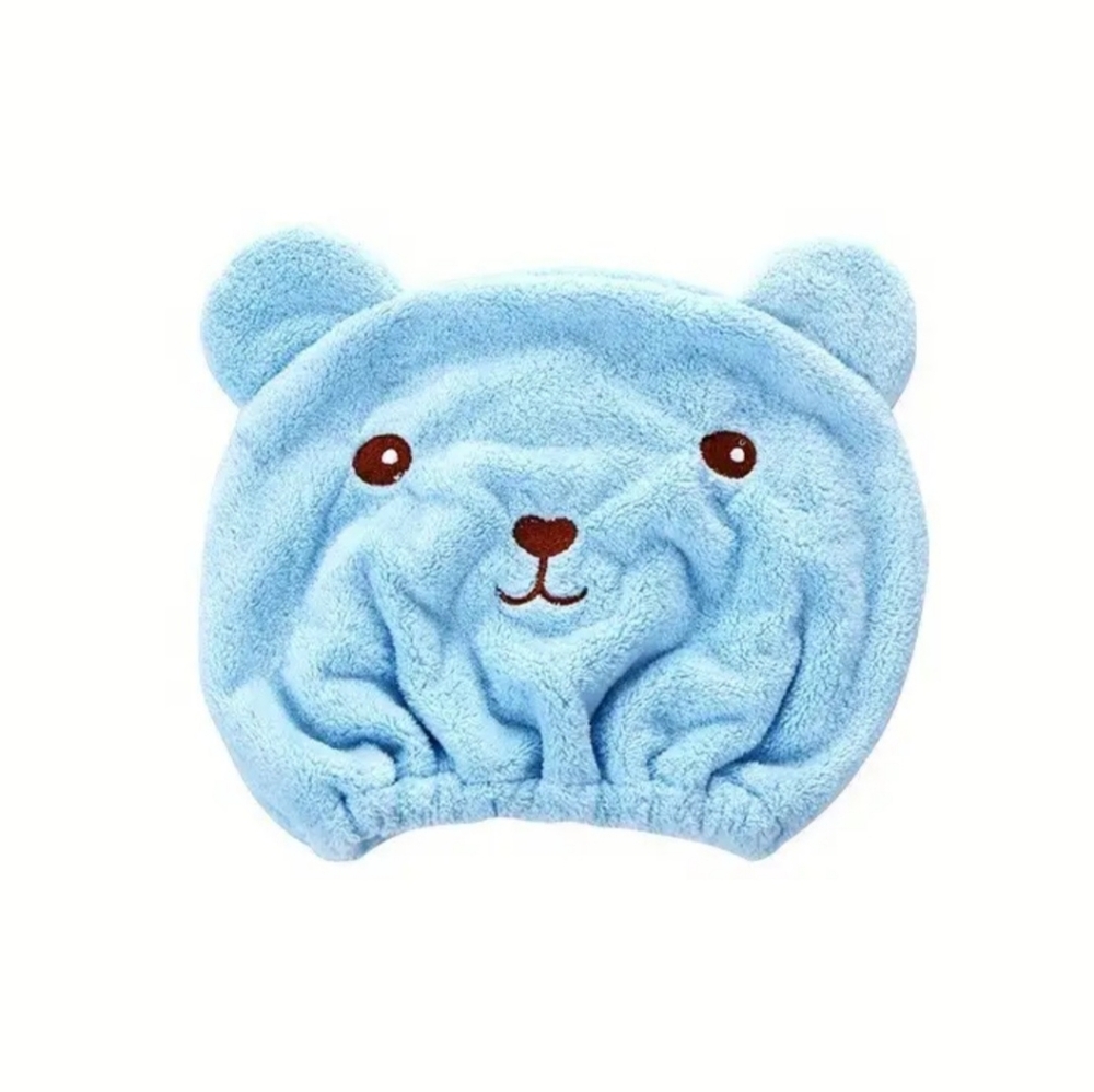 Teddy Bear Hair Towel Adorable, Super Absorbent, Rapid Drying Blue OS